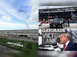 Donald Trump's 'The beast' shines at Daytona 500 racing circuit