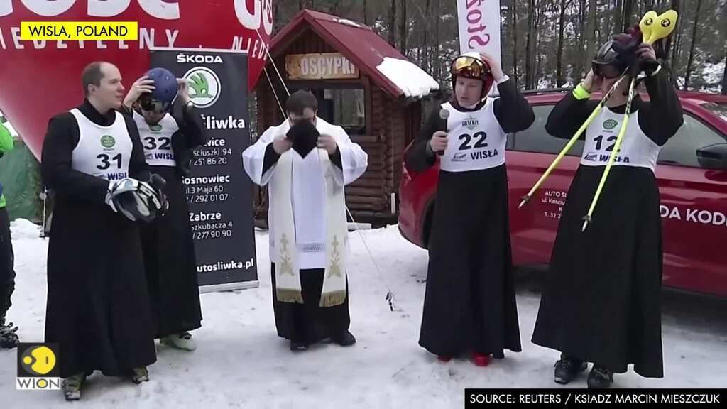 Hallelujah! Polish priests hit the slopes to win prize