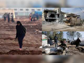Syrian families fleeing Idlib take shelter on the road
