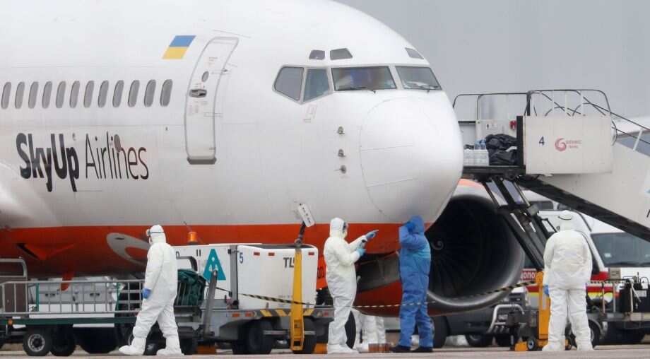 Fearing infection, residents protest coronavirus evacuees landing in Ukraine Fearing infection, residents protest coronavirus evacuees landing in Ukraine