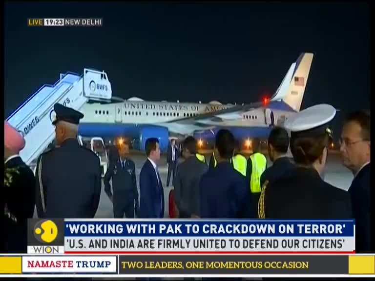 US President Donald Trump lands in New Delhi