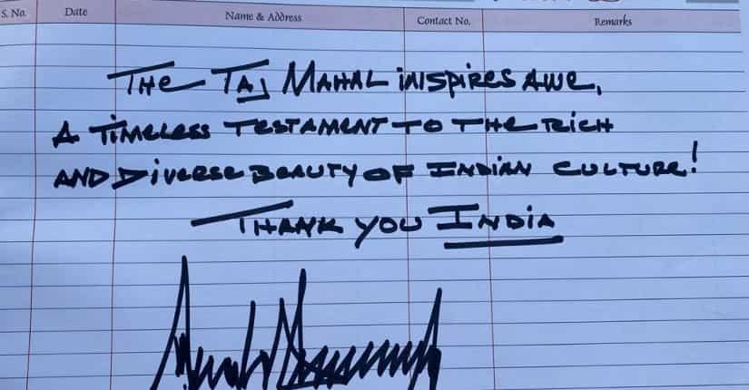 The Taj Mahal inspires awe, writes Trump in visitor's book