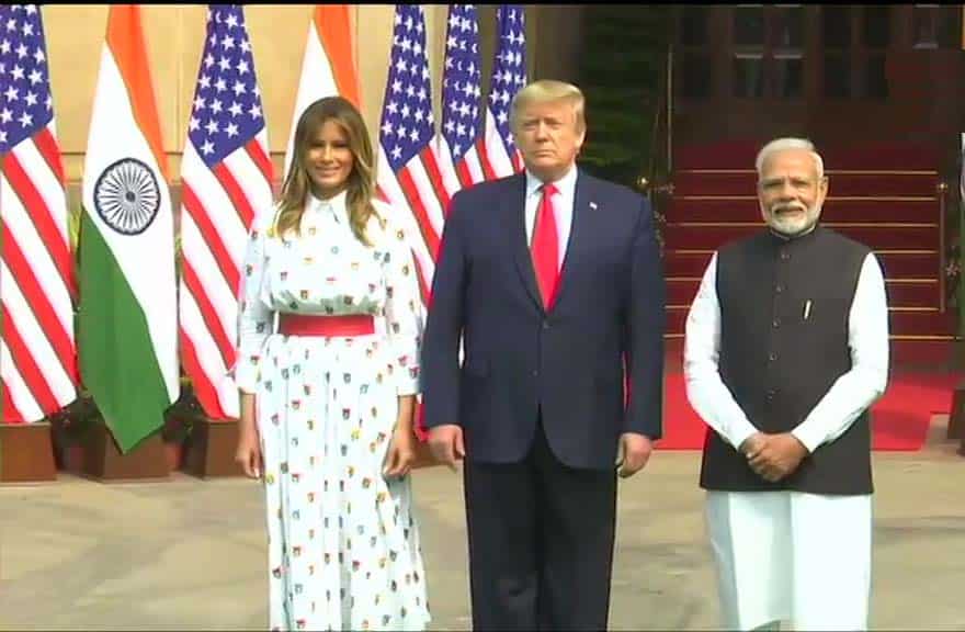 PM Narendra Modi receives Donald Trump and Melania Trump at Hyderabad House
