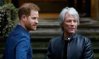 UK's Prince Harry and Jon Bon Jovi recreate Abbey Road Beatles cover