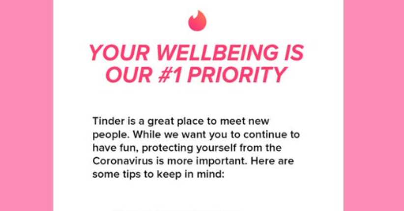 Now, dating app Tinder asks people to 'maintain social distance' over coronavirus