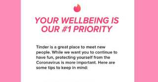 Now, dating app Tinder asks people to 'maintain social distance' over coronavirus