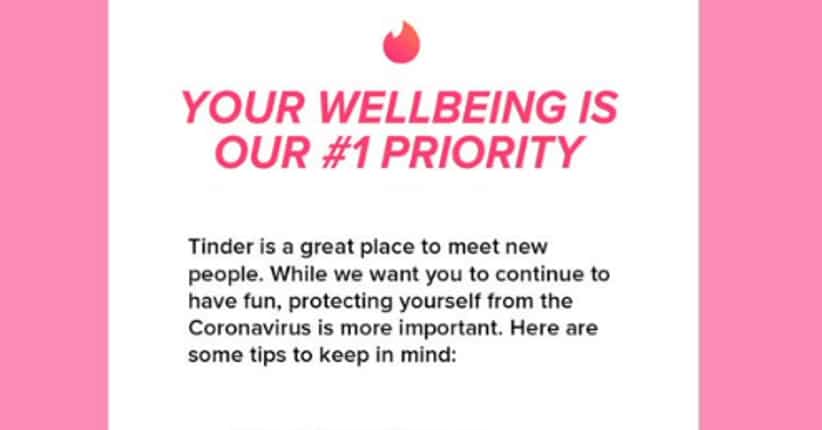 Now, dating app Tinder asks people to 'maintain social distance' over coronavirus