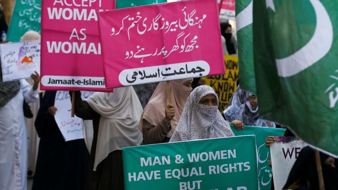 Women marching fiercely