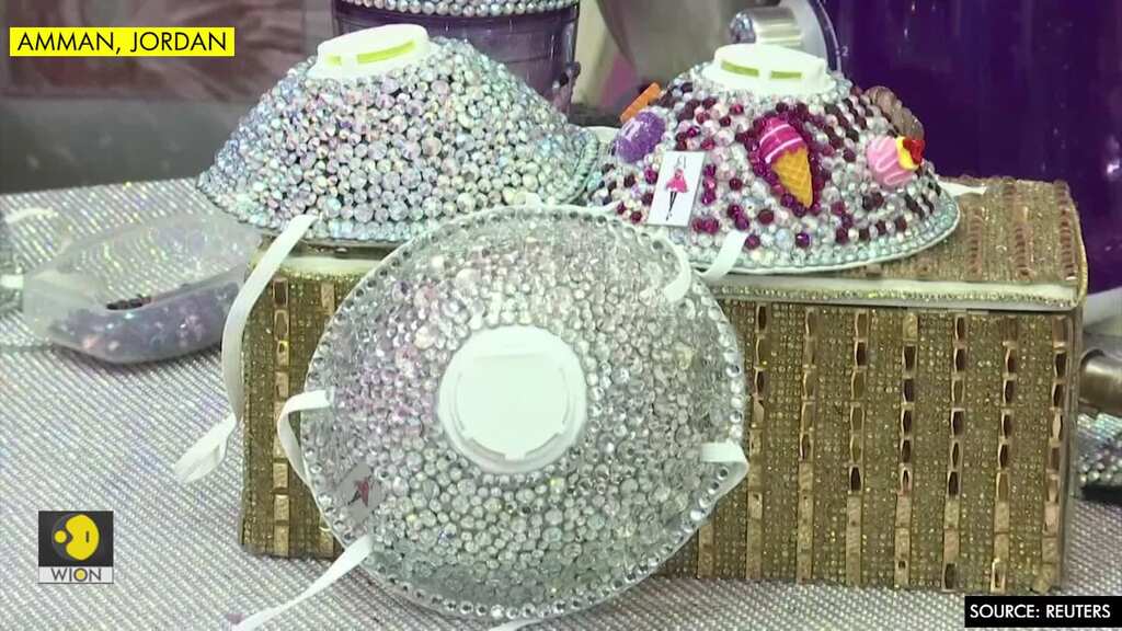 A Jordanian designer bedazzles masks to encourage corona safety