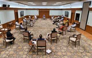 PM Modi, Union ministers follow social distancing protocol during cabinet meeting 