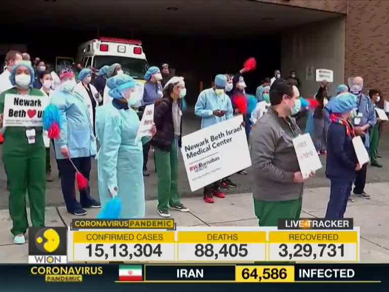 New York firefighters pay tribute to medical personnel