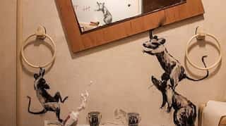 Banksy unveils first rat infested painting made inside his bathroom during lockdown