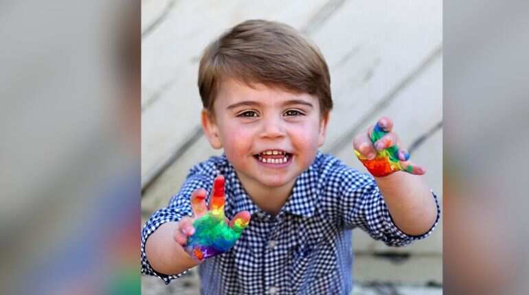 Britain's Prince Louis marks second birthday with rainbow pictures