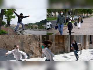Children reclaim streets in Spain after government eases lockdown