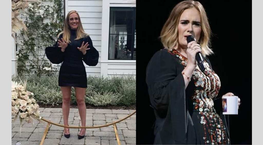 Adele shows off her figure in tight-fitted black mini for birthday photo