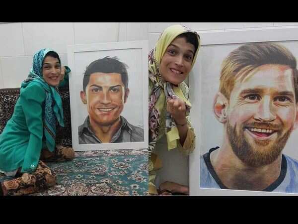 Paralysed Iranian artist Fateme Hamami paints portraits of Cristiano Ronaldo, Lionel Messi; leaves social media in awe
