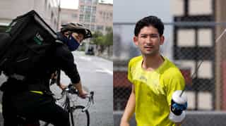 Japan's silver-medalist fencer peddles his way to bear expenses due to delay in Olympics