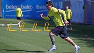 Messi back in full training with Barca