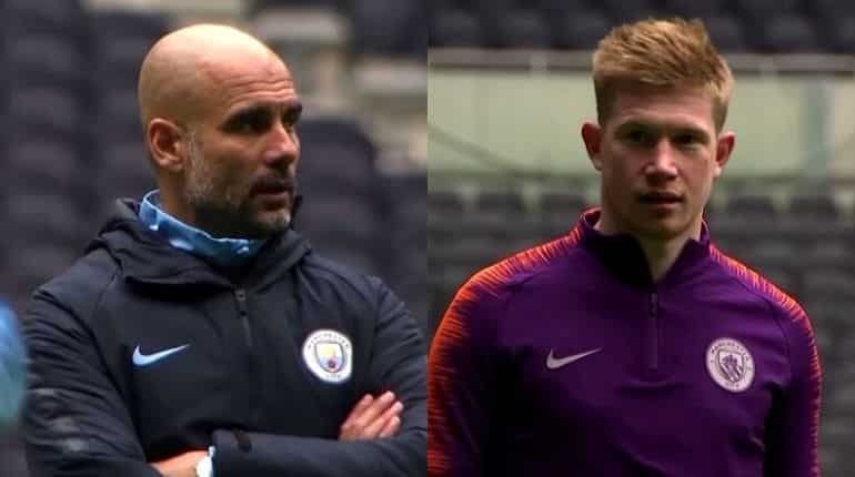 Kevin de Bruyne and Pep Guardiola