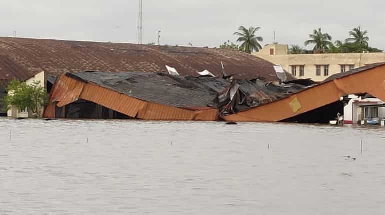 Structures damaged due to high-pressured winds