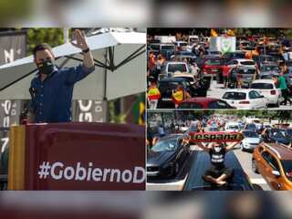 Honking cars and motorbikes take over Spanish streets protesting against the government