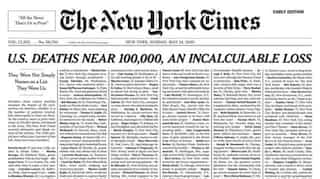 The New York Times pays homage by filling entire front page with names of coronavirus victims