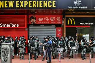 Tear gas fired at Hong Kong security law protestors