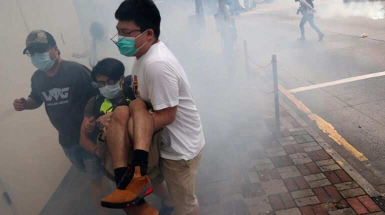 Tear gas fired