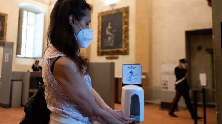 Sanitizers installed in the museum