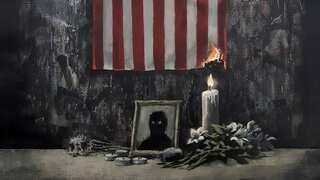 Mysterious British street Banksy depicts US flag on fire in Floyd tribute