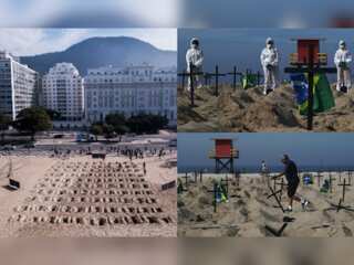Bolsonaro supporter knocks over symbolic COVID-19 'graveyard'