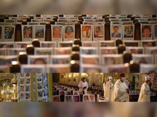 Honouring the victims: Peru archbishop lines church with faces of deceased coronavirus victims