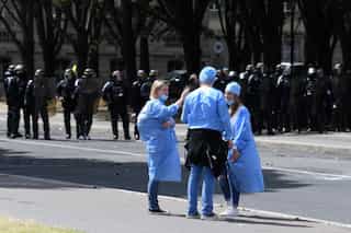 Protest by French health care workers turns violent