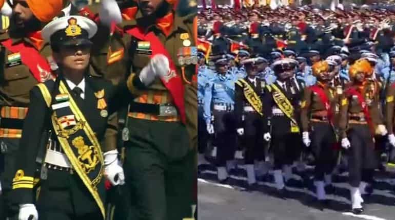 India's Tri-Service contingent takes part