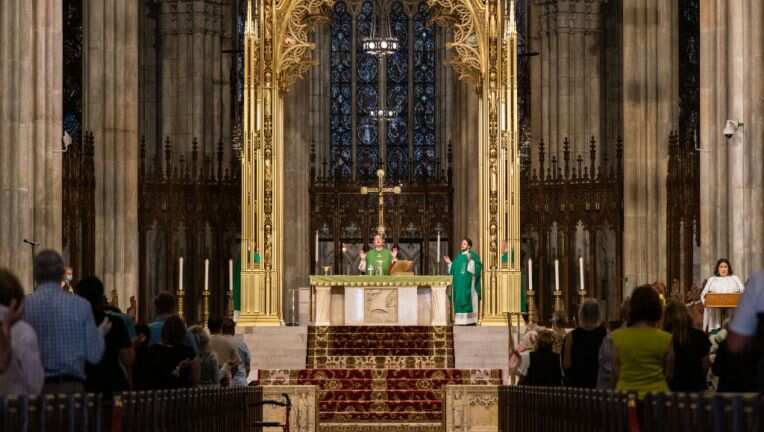 New York church holds first public mass since March