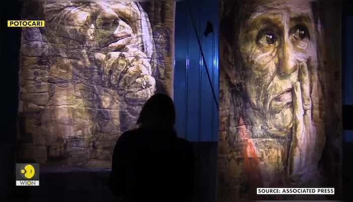 Artist displays Srebrenica paintings at memorial