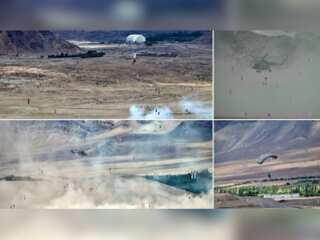 India-China standoff: Indian paratroopers conduct air exercise in Ladakh