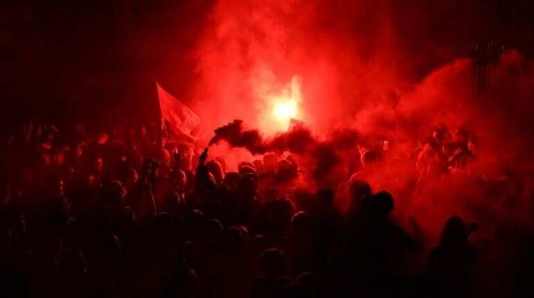 Merseyside police issues dispersal order to clear Liverpool fans during trophy celebrations