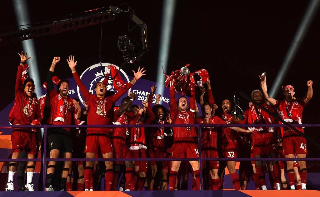 Watch: Henderson's shuffle to dressing room celebrations as Liverpool lift Premier League trophy