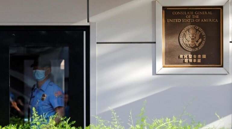 American flag lowered at Chengdu consulate after employees vacate building