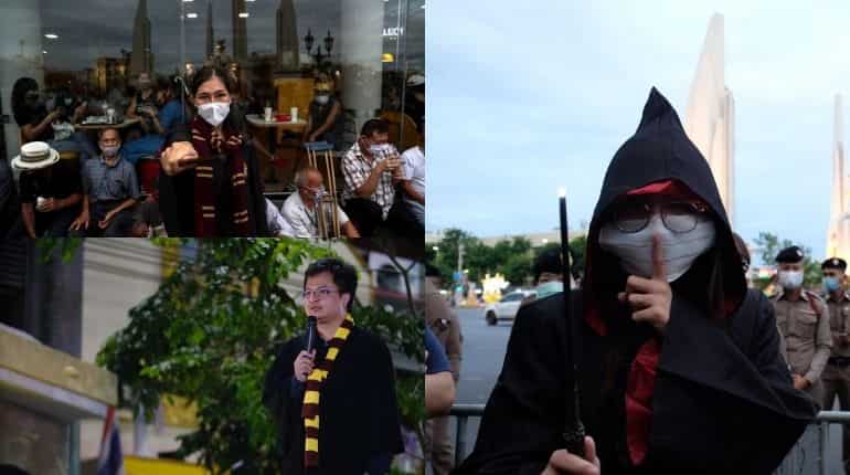 Thai youth dressed as Harry Potter protest against government and royal family