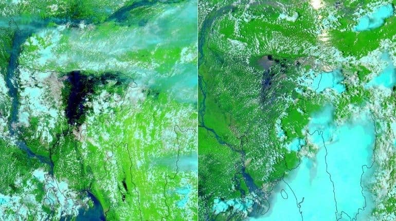 NASA images show quarter of Bangladesh submerged in devastating floods NASA images show quarter of Bangladesh submerged in devastating floods