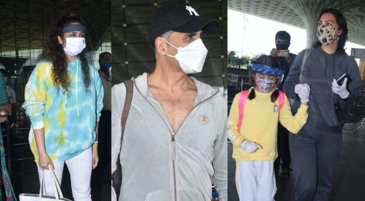 Akshay Kumar and 'Bell Bottom' cast leave for UK for shoot Akshay Kumar and 'Bell Bottom' cast leave for UK for shoot