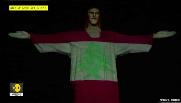 Rio's Christ the Redeemer lit up in Lebanese flag in solidarity