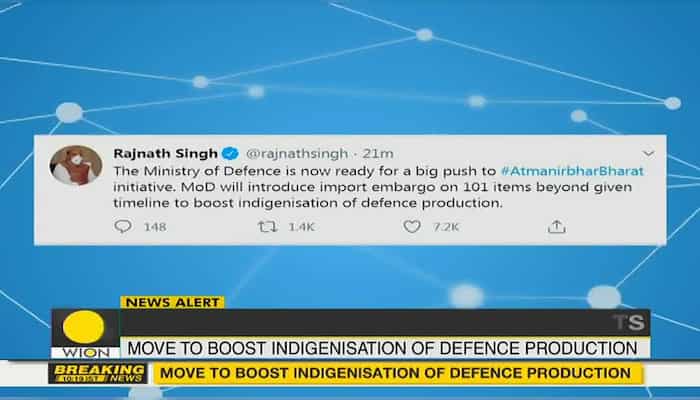 Rajnath Singh announces embargo on import of 101 defence items