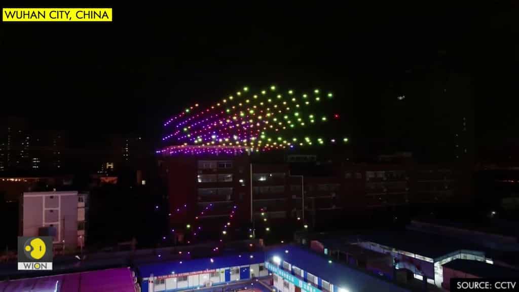 400 drones light up night sky in Wuhan to show respect for locals