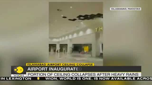 Part of ceiling falls amid heavy rains of Islamabad airport