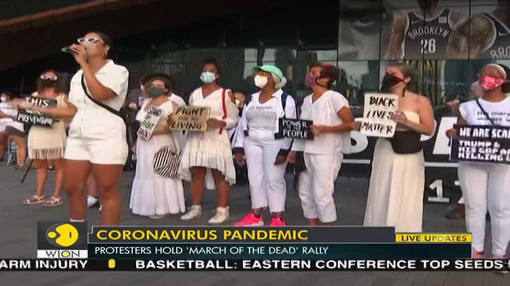 US: Protesters hold 'March of the dead' rally against Donald Trump's COVID-19 handling