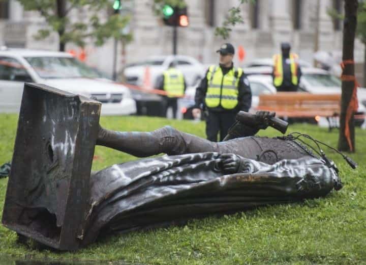 Anti-racism protesters pull down statue of Sir John A Macdonald
