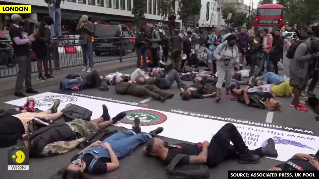 BLM protesters stage die-in protest in London